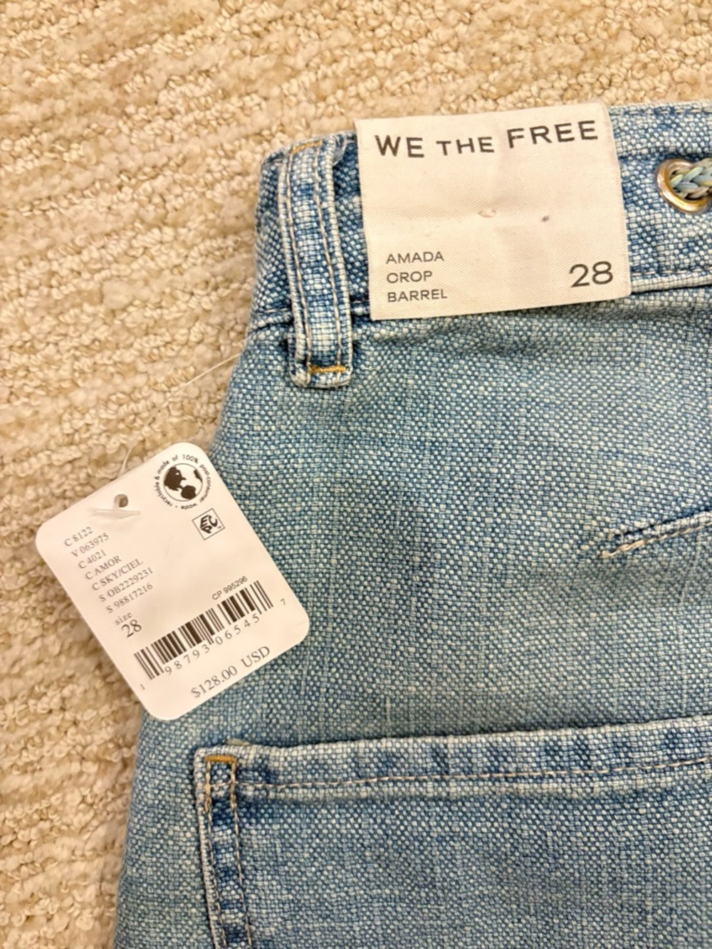 NWT Free People x We The Free Amanda Cropped Barrel Denim Jeans in Amor Waist - Picture 10 of 11